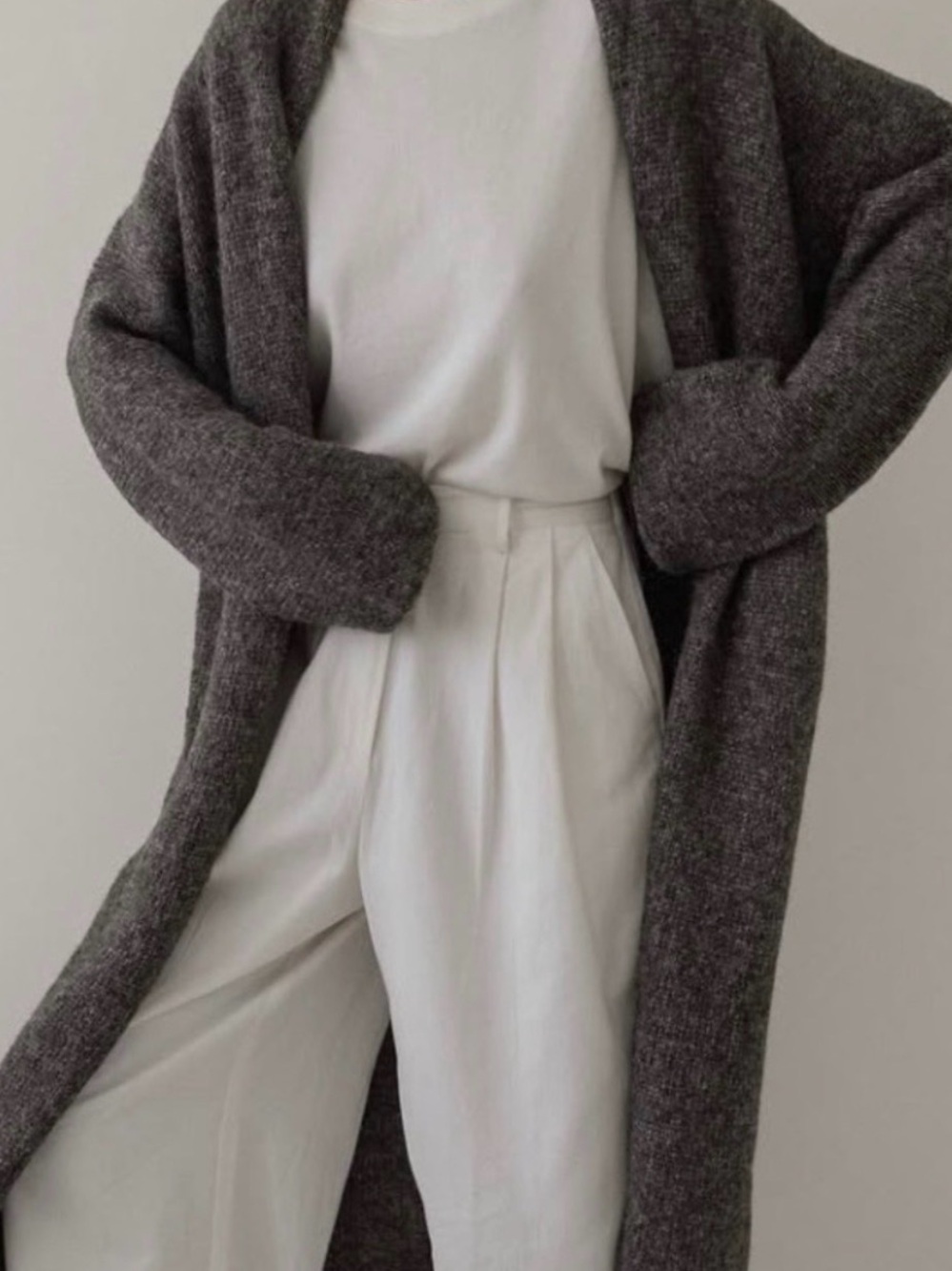 Cozy Long Open-Front Women's Cardigan Sweater - Gray